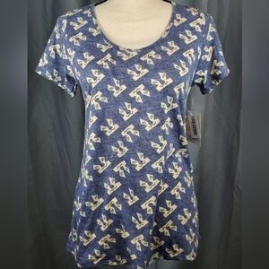 NWT Lularoe Classic T, blue and white animal face pattern, size S